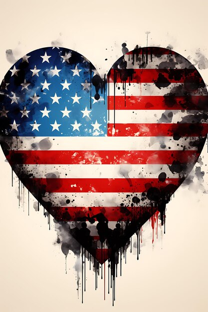 Poster amerykańskiej flagi w kształcie serca z Martinem Lutherem Kingem Jr. Pr 2D Design Art Creative Post
