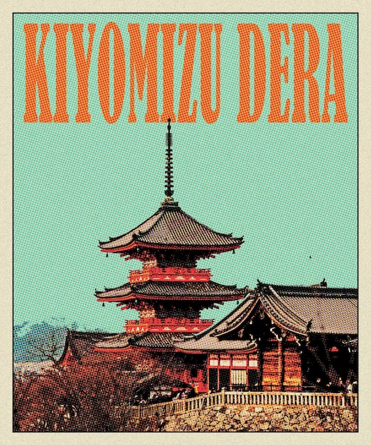 Zdjęcie poster podróżniczy kiyomizu dera retro