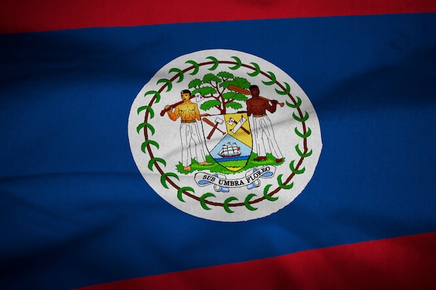 Potargane Flaga Belize wiejący wiatr