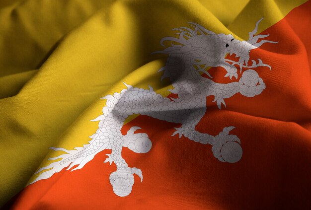 Potargane Flaga Bhutan Wiejący Wiatr