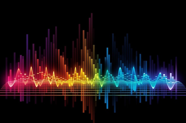 Potężna muzyka Częstotliwość w różnych kolorach Piękny obraz ilustracji Generatywna sztuczna inteligencja
