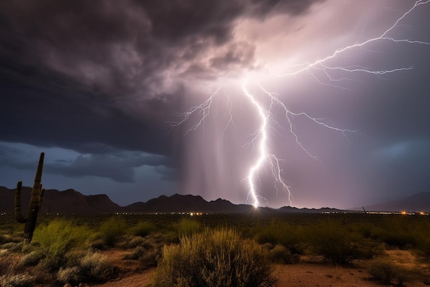 Potężne uderzenie pioruna z burzy monsunowej w Arizonie