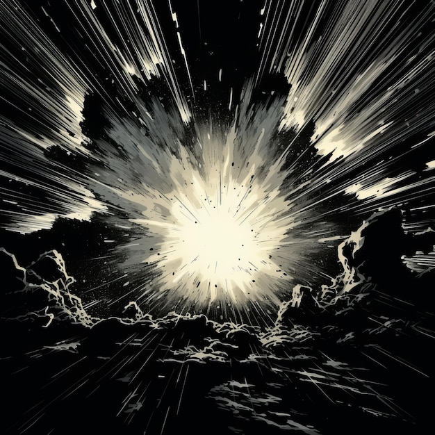 Potężny wybuch słoneczny Wybuch supernowej w stylu retro komiksu