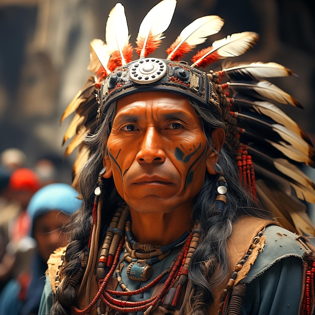 Zdjęcie poważne brazylijskie plemię indian