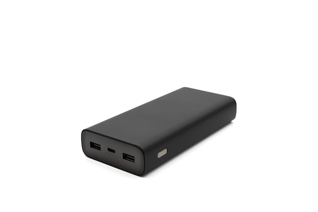 Power Bank Do ładowania Urządzeń Przenośnych ładowarka Czarnego Telefonu Inteligentnego Pojedynczo Na Białym Tle