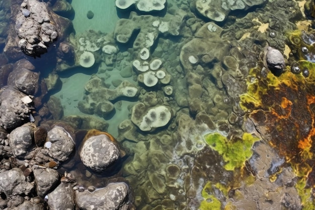 Zdjęcie powierzchnia płytkiego stawu przypływowego pełnego życia
