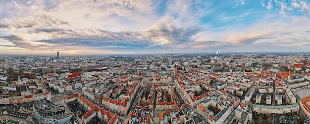 Powietrzna panorama miasta Wrocław Polska