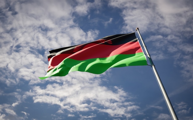 Powiewająca piękna flaga stanu Malawi