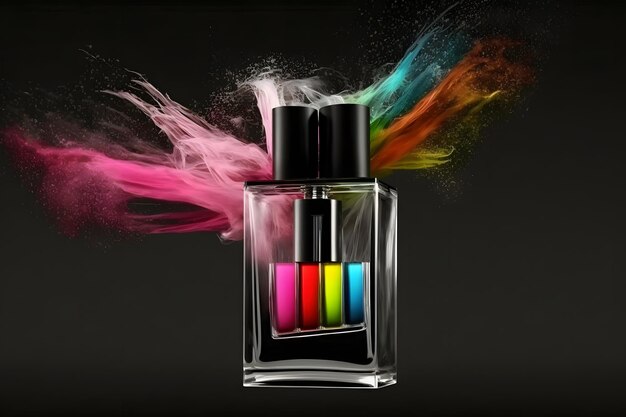 Powitalny butelka perfum z kolorową farbą piaskową Sztuka generowana przez sieć neuronową