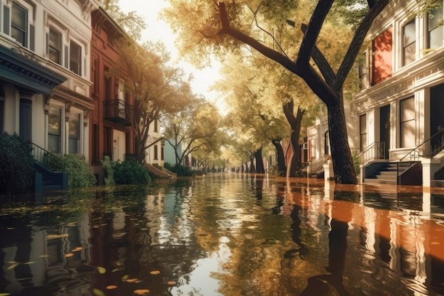 Powódź po huraganie w mieście