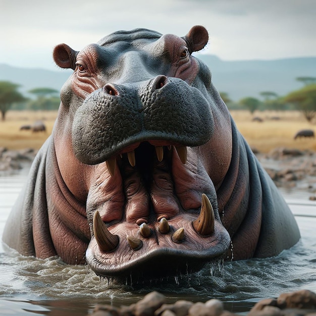 Powstał duży afrykański hipopotam.