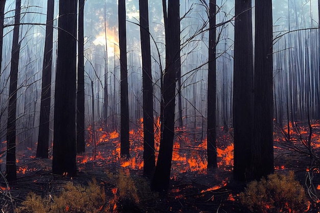 Pożar lasu niebezpieczne tło klęski żywiołowej