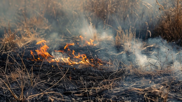 Zdjęcie pożar trawy na polu