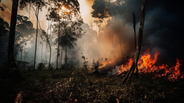 Pożary w lasach globalna zmiana klimatu Płonący las deszczowy