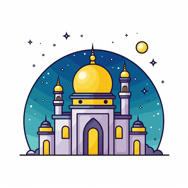 Pozdrowienia Eid i Ramadan Kareem Post z piękną ilustracją meczetu islamskiego