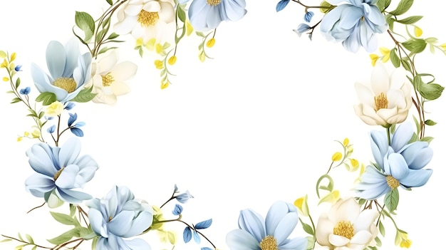 poziome akwarela kwiaty banery na białym tle na zaproszenie na ślub 015