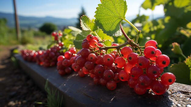 Poziome rzędy plantacji porzeczek Naturalne owoce