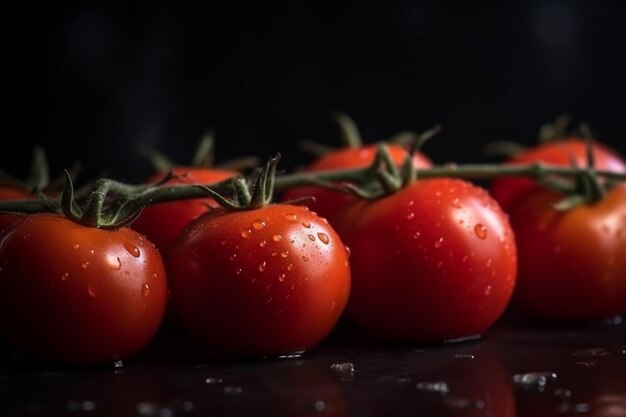 Zdjęcie poziome strzał niektórych brunches świeżych czerwonych pomidorów