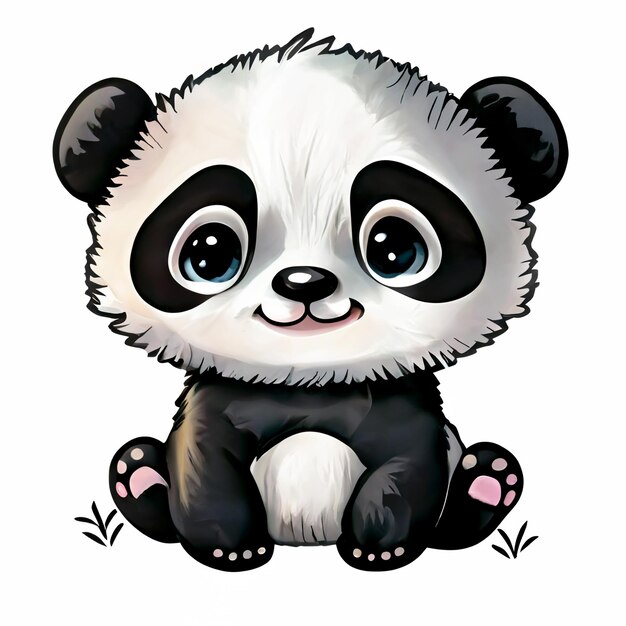 Zdjęcie poziome ujęcie słodkiego logo pandy 3d ilustrowane