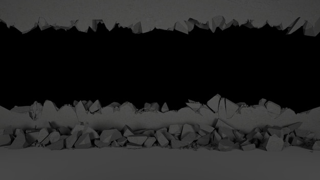 poziome wyłom w czarnej ścianie, ilustracja 3d