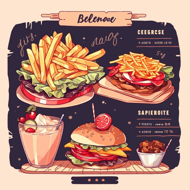 Zdjęcie poziomy szablon menu z burgerem