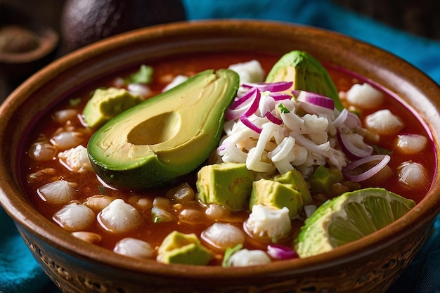 Pozole Crea z kawałkami awokado