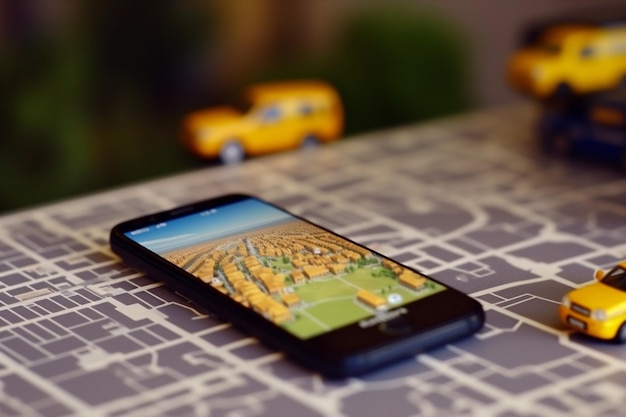 Zdjęcie pozycja podróży telefon kierunek gps mobilna lokalizacja nawigacja punkt mapy generatywna sztuczna inteligencja