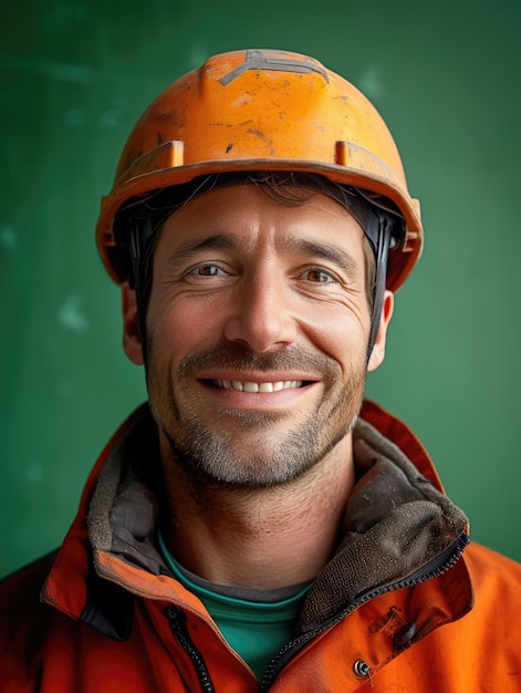 Zdjęcie pracownik inżynier mężczyzna z uśmiechniętą twarzą w środowisku zawodowym