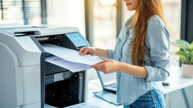 Pracownik skutecznie konserwujący drukarkę biurową
