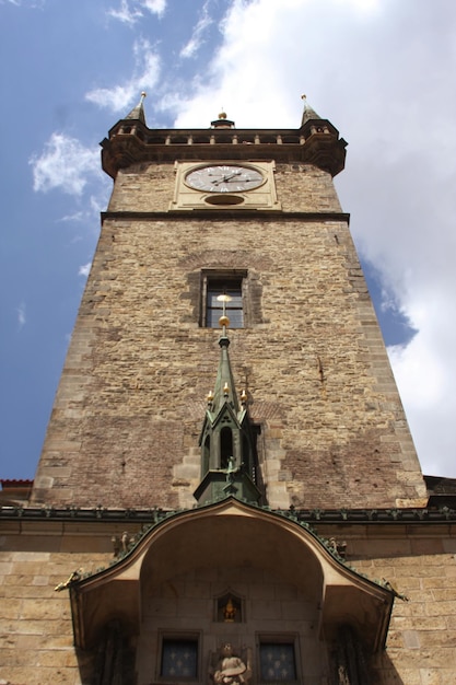 Praga Czechy widok na plac i zegar astronomiczny
