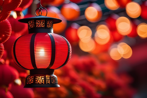 Prawa strona latarni świętująca chiński Nowy Rok