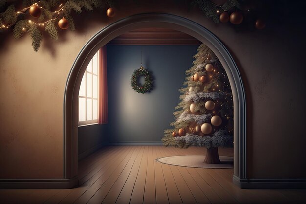 Prazdnicnyj Merry Christmas background Ilustracja AI Generative