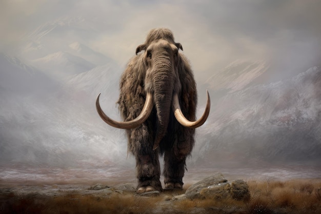 Prehistoryczny łowca mamutów staruszek Generuje Ai