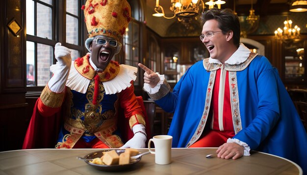 Zdjęcie premier rutte als sinterklaas en geert wilders als zwarte piet