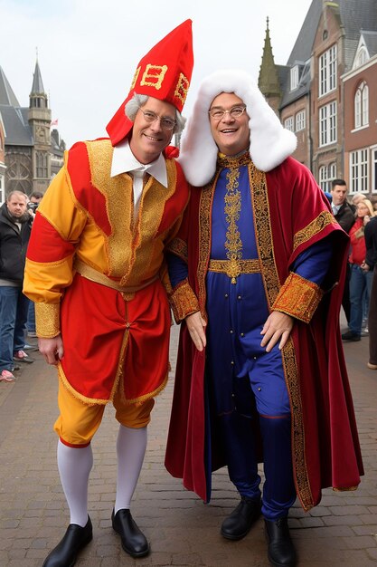 Zdjęcie premier rutte jako sinterklaas i geert wilders jako czarny pete