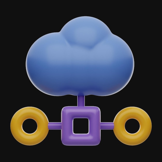 Premium Cloud Data Technology 3D Icon na na białym tle