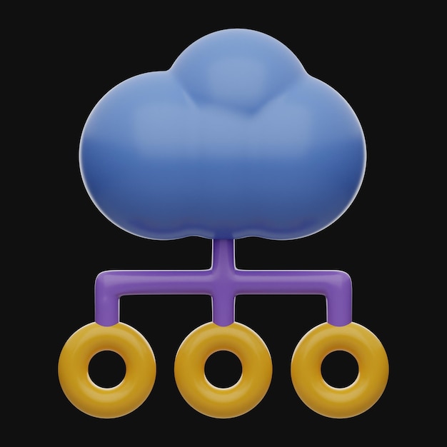 Premium Cloud Data Technology 3D Icon na na białym tle