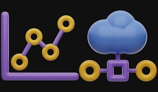 Premium Cloud Data Technology 3D Icon na na białym tle