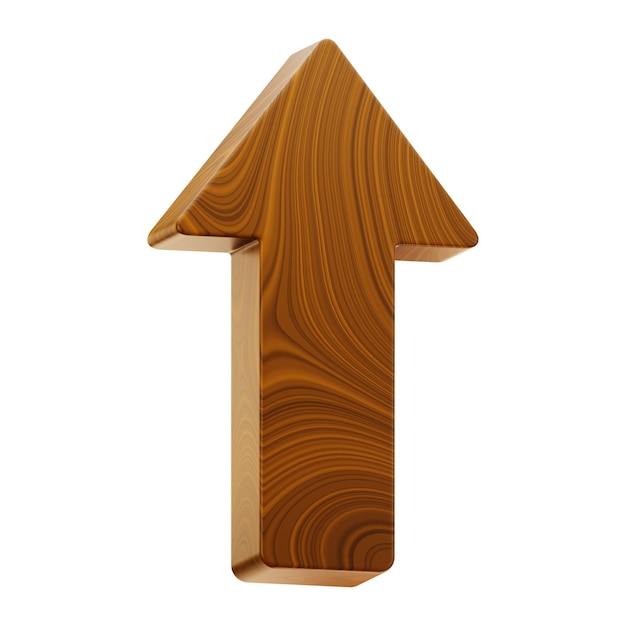 Premium drewniana strzałka znak ikona renderowania 3d na na białym tle