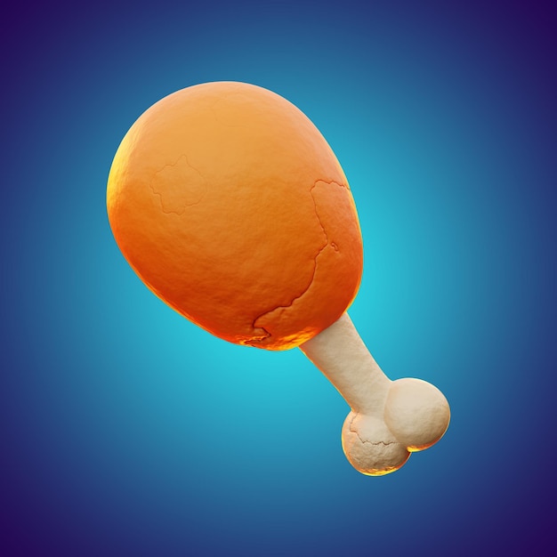 premium fast food smażony kurczak ikona renderowania 3d na na białym tle