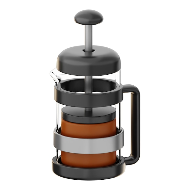 Premium Kawa szklana ikona renderowania 3d na na białym tle