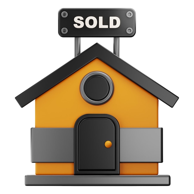 Zdjęcie premium nieruchomości dom sprzedaż ikona renderowania 3d na na białym tle