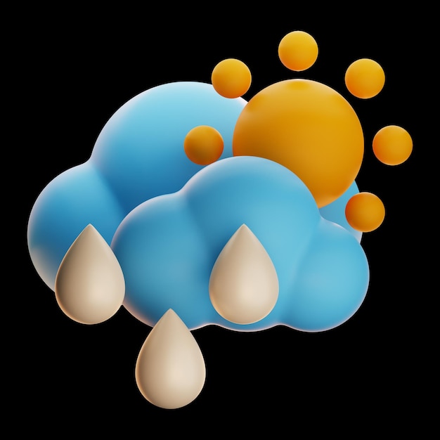 Premium pogoda deszczowa i słoneczna ikona renderowania 3d na odosobnionym tle