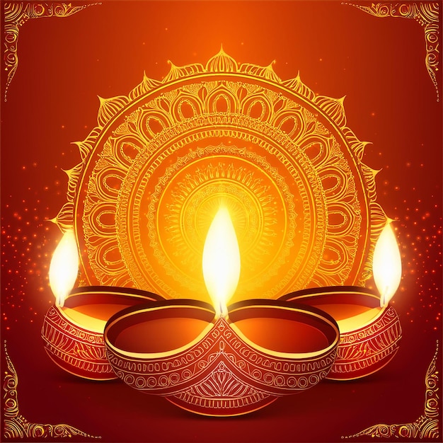 Premium Shubh Diwali kartka powitalna z diya w stylu indyjskim Tłumaczenie Shubh Divali oznacza szczęśliwy