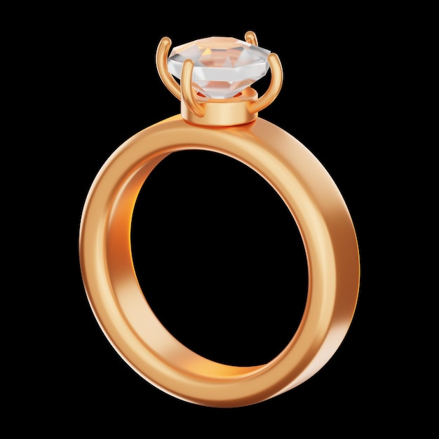Premium Walentynki złoty pierścionek ikona renderowania 3d na na białym tle