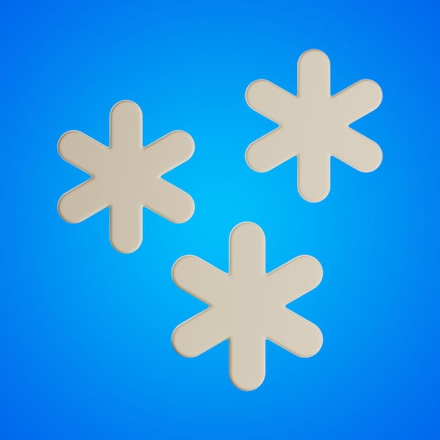 Zdjęcie premium weather płatki śniegu ikona renderowania 3d na na białym tle