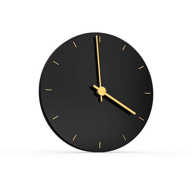 Premium złoty zegar ikona na białym tle godzina 4 na czarnym tle godzina czwarta ikona czasu 3d
