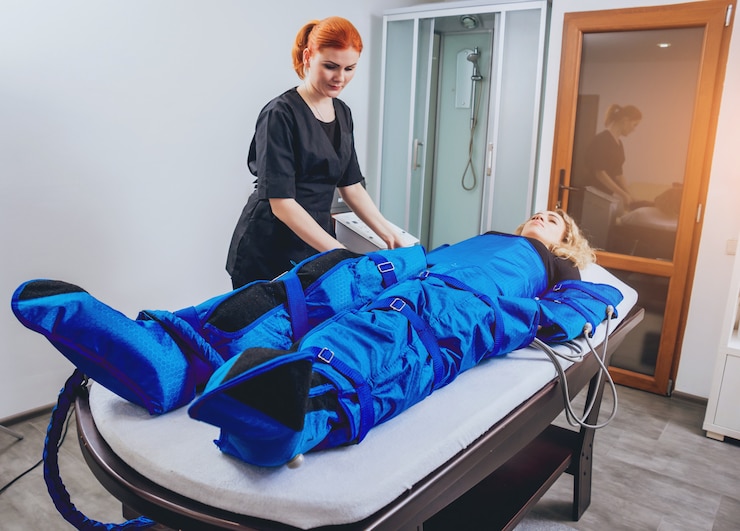 Zdjęcie pressoterapia na kobiecie w centrum urody
