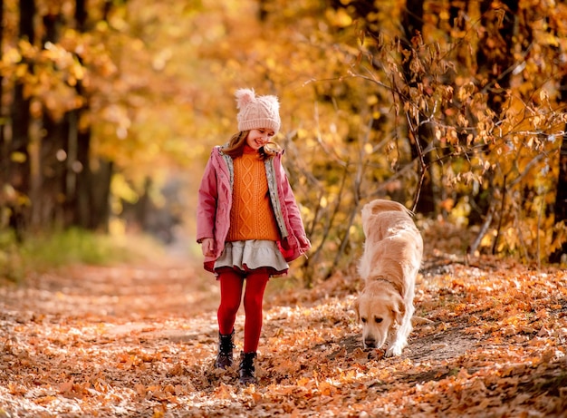 Preteen dzieciak i pies golden retriever