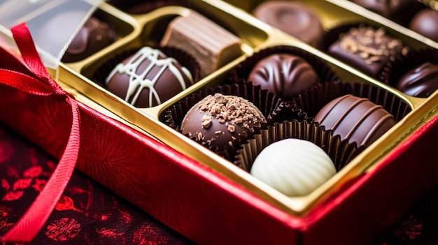 prezent świąteczny święta i uroczystości pudełko czekoladowych pralin zimowych prezentów świątecznych